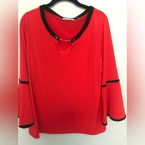 Calvin Klein Red Blouse with Black Trim